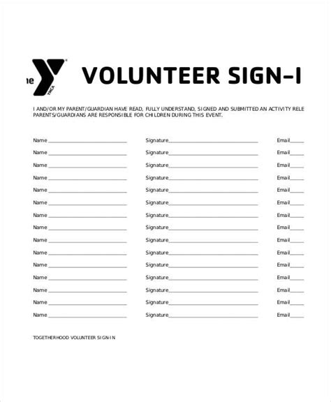 volunteer sign in.